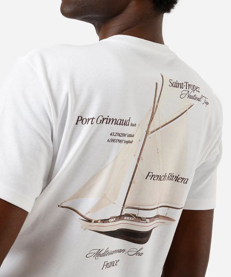 camiseta masculina com algodão estampada off white