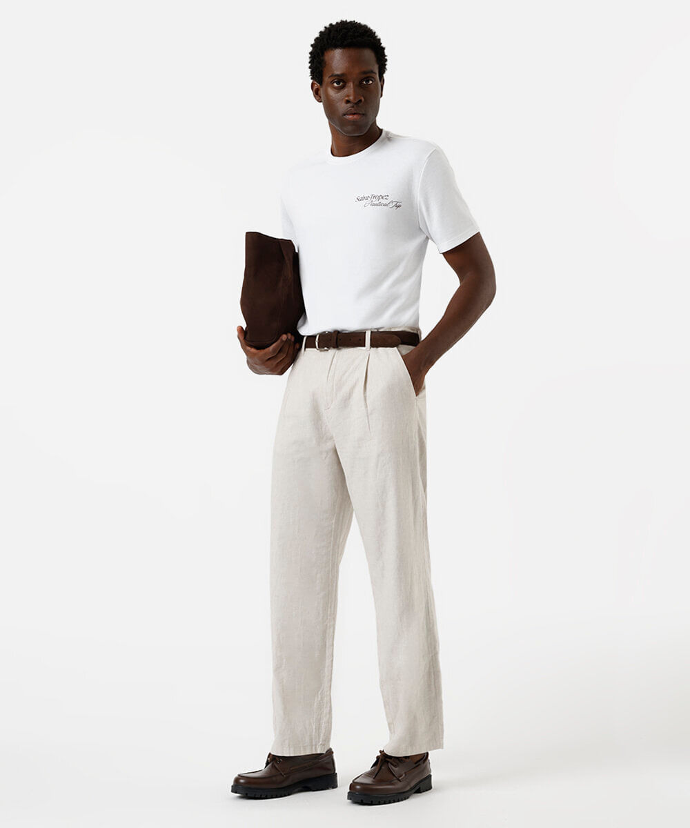 camiseta masculina com algodão estampada off white