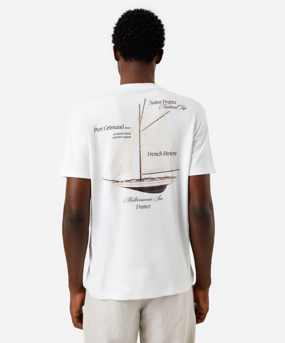 camiseta masculina com algodão estampada off white