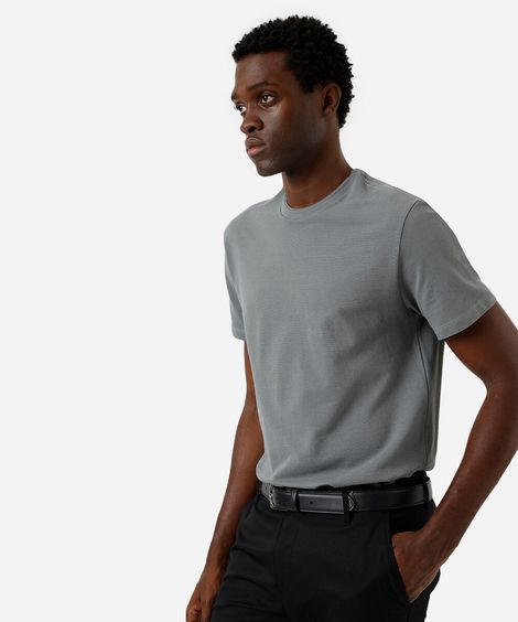 camiseta masculina de algodão texturizada verde