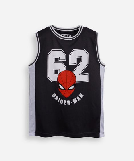 regata infantil com recorte homem aranha cinza