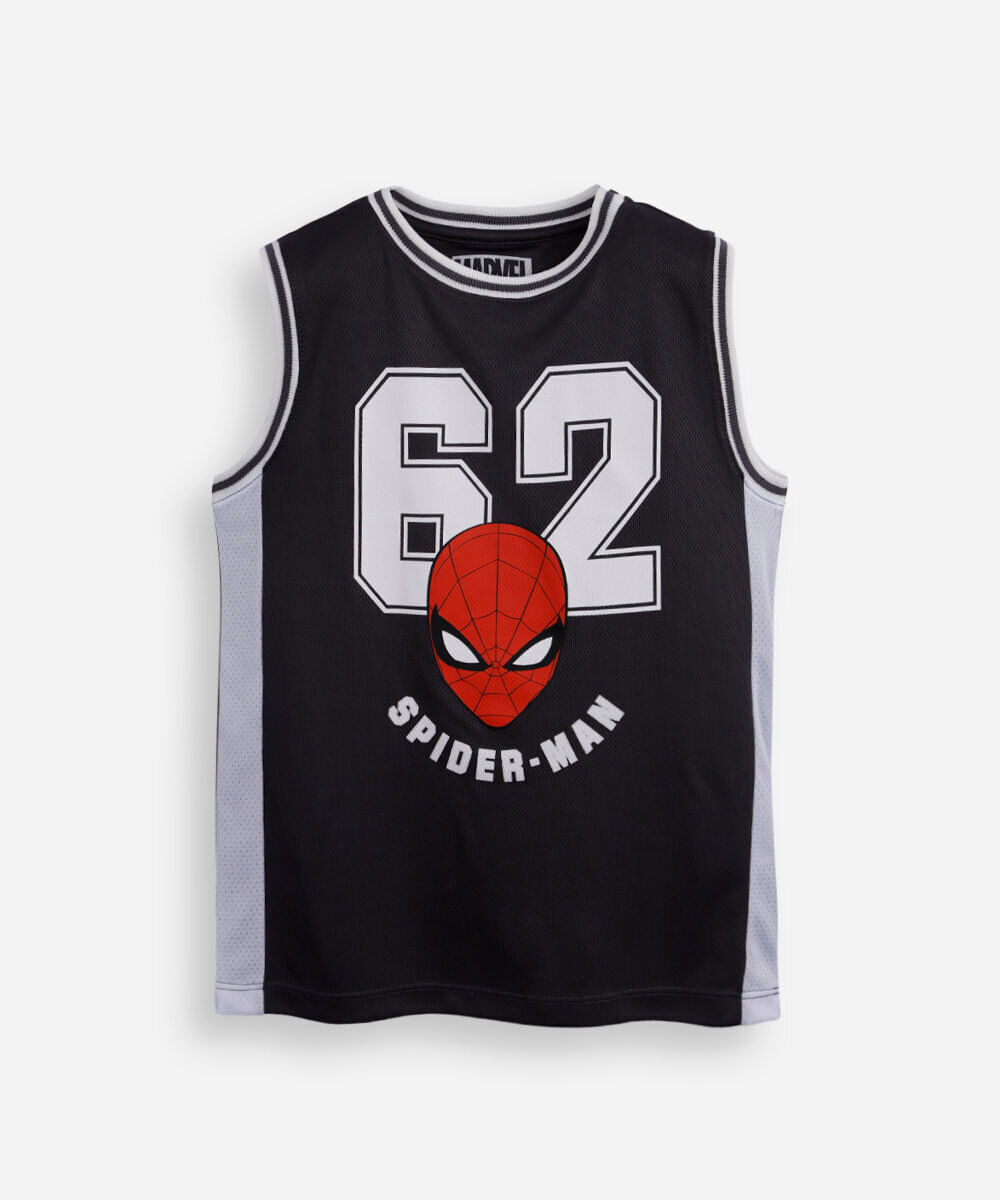 regata infantil com recorte homem aranha cinza