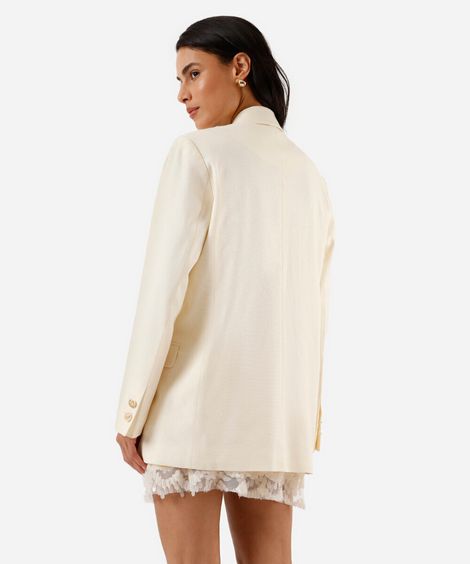 blazer de alfaiataria feminino com linho amarelo