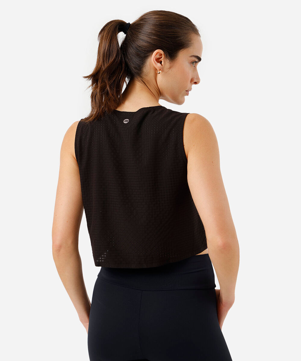 cropped feminino esportivo texturizado preto