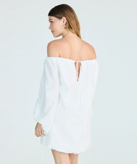 vestido curto balonê feminino ombro a ombro off white