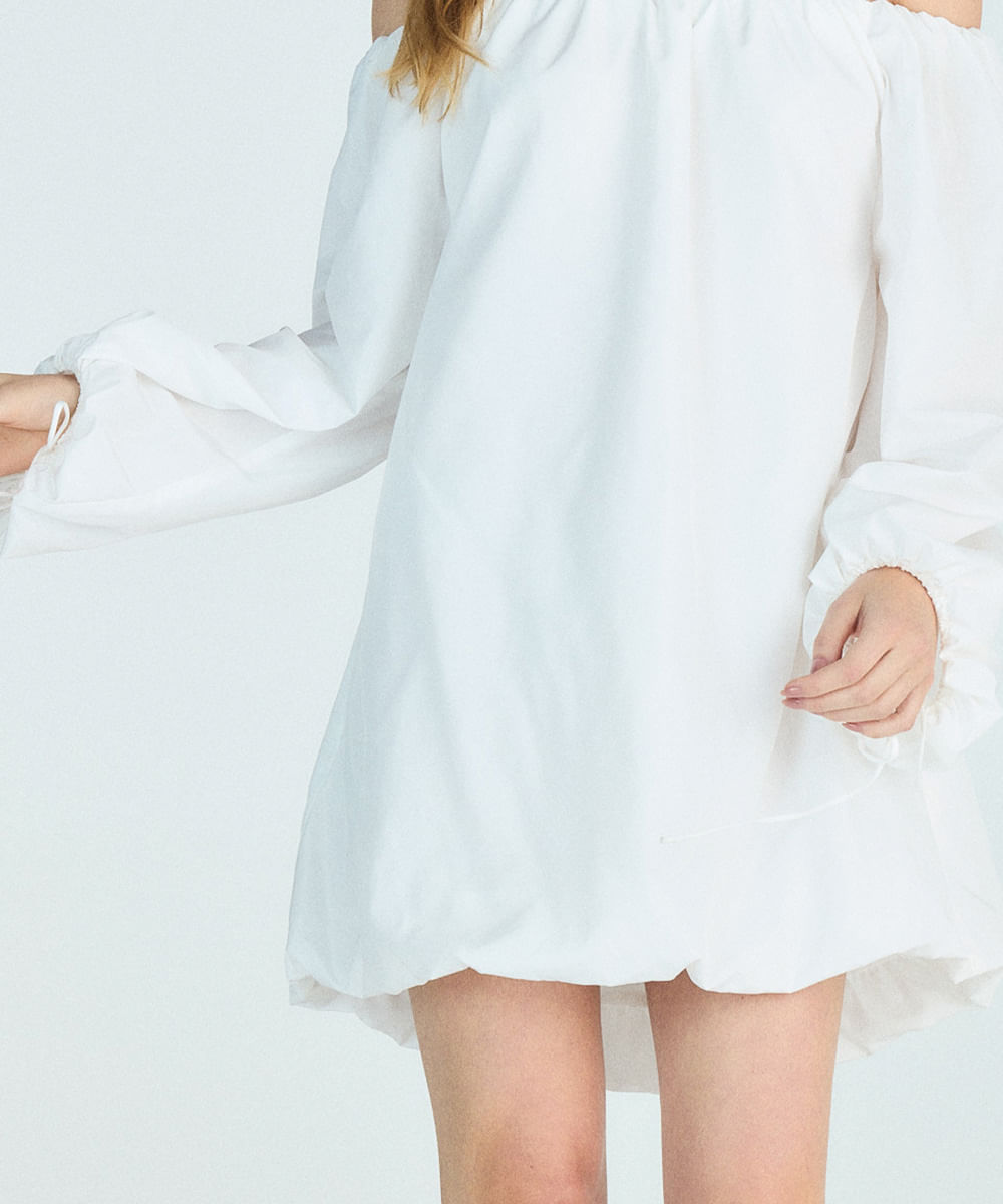 vestido curto balonê feminino ombro a ombro off white