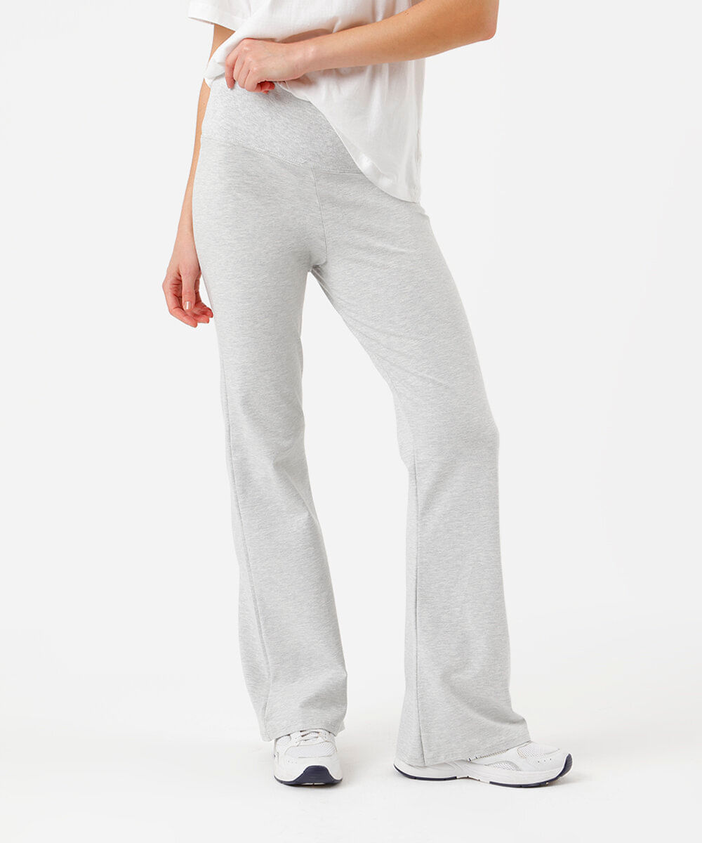 calça flare feminina de moletom cinza