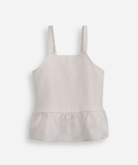 blusa peplum infantil com linho bege