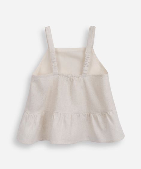 blusa peplum infantil com linho bege