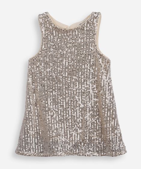 vestido infantil de paetê dourado