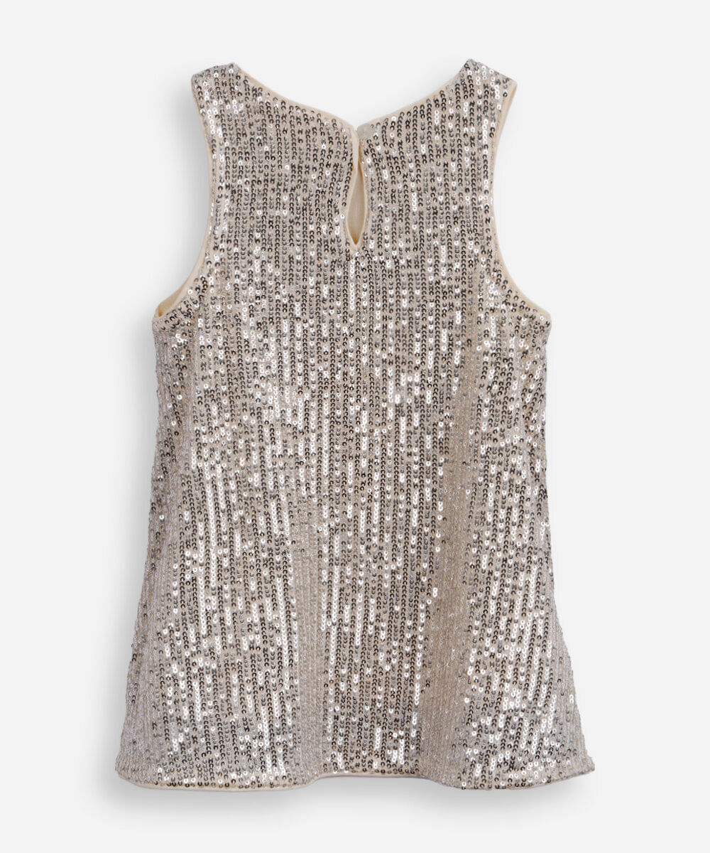 vestido infantil de paetê dourado