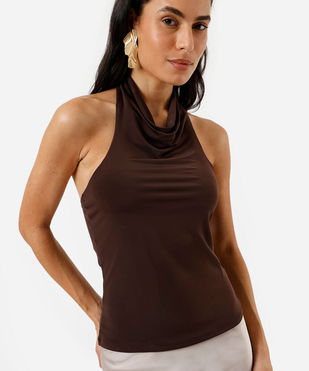 blusa feminina frente única marrom