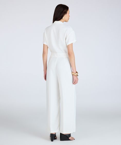 macacão longo feminino de alfaiataria com fivela off white