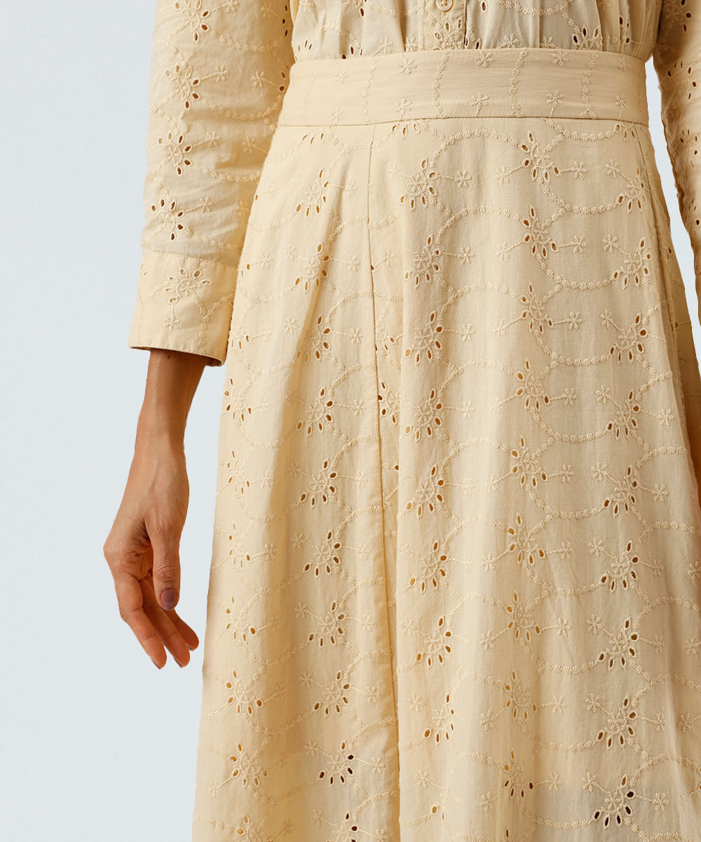 saia midi evasê feminina de laise amarela