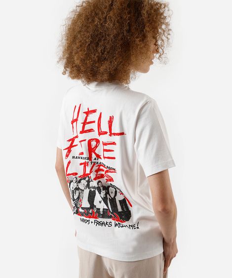 camiseta feminina stranger things em algodão com manga curta - off white