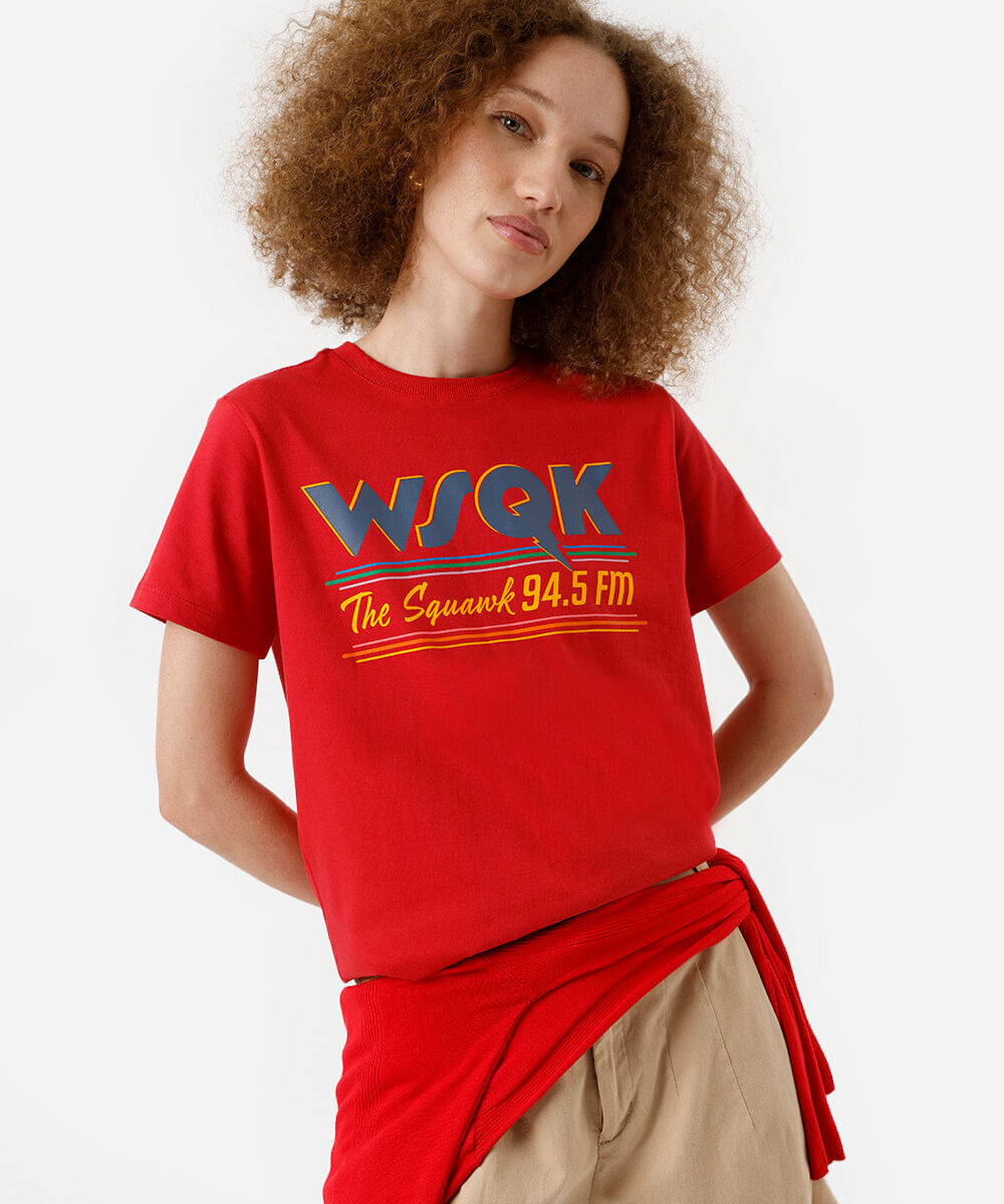 camiseta feminina de algodão stranger things - vermelho