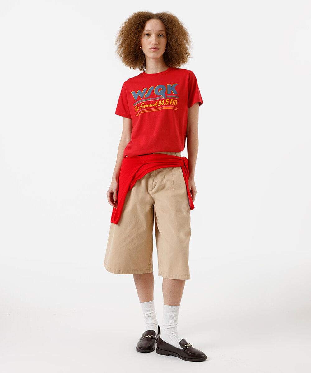 camiseta feminina de algodão stranger things - vermelho