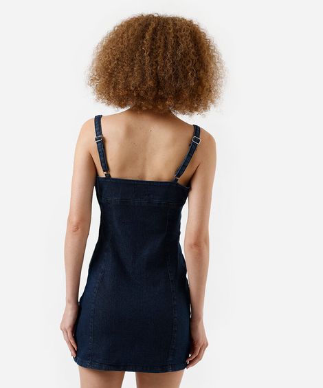 vestido curto feminino em jeans com alças finas azul