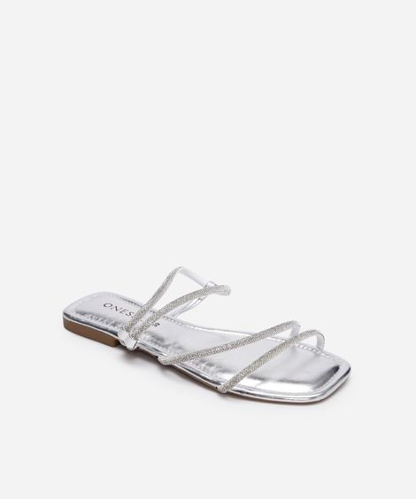 rasteirinha com brilhos oneself prateada