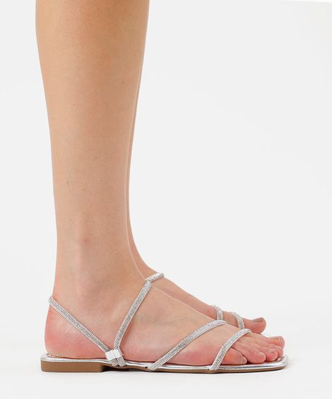 rasteirinha com brilhos oneself prateada