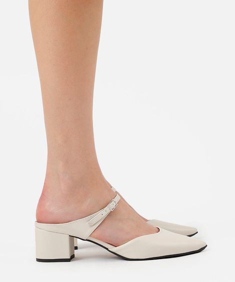 mule scarpin bico fino salto grosso oneself off white