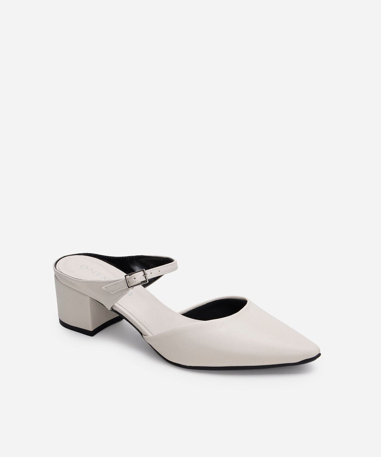 mule scarpin bico fino salto grosso oneself off white