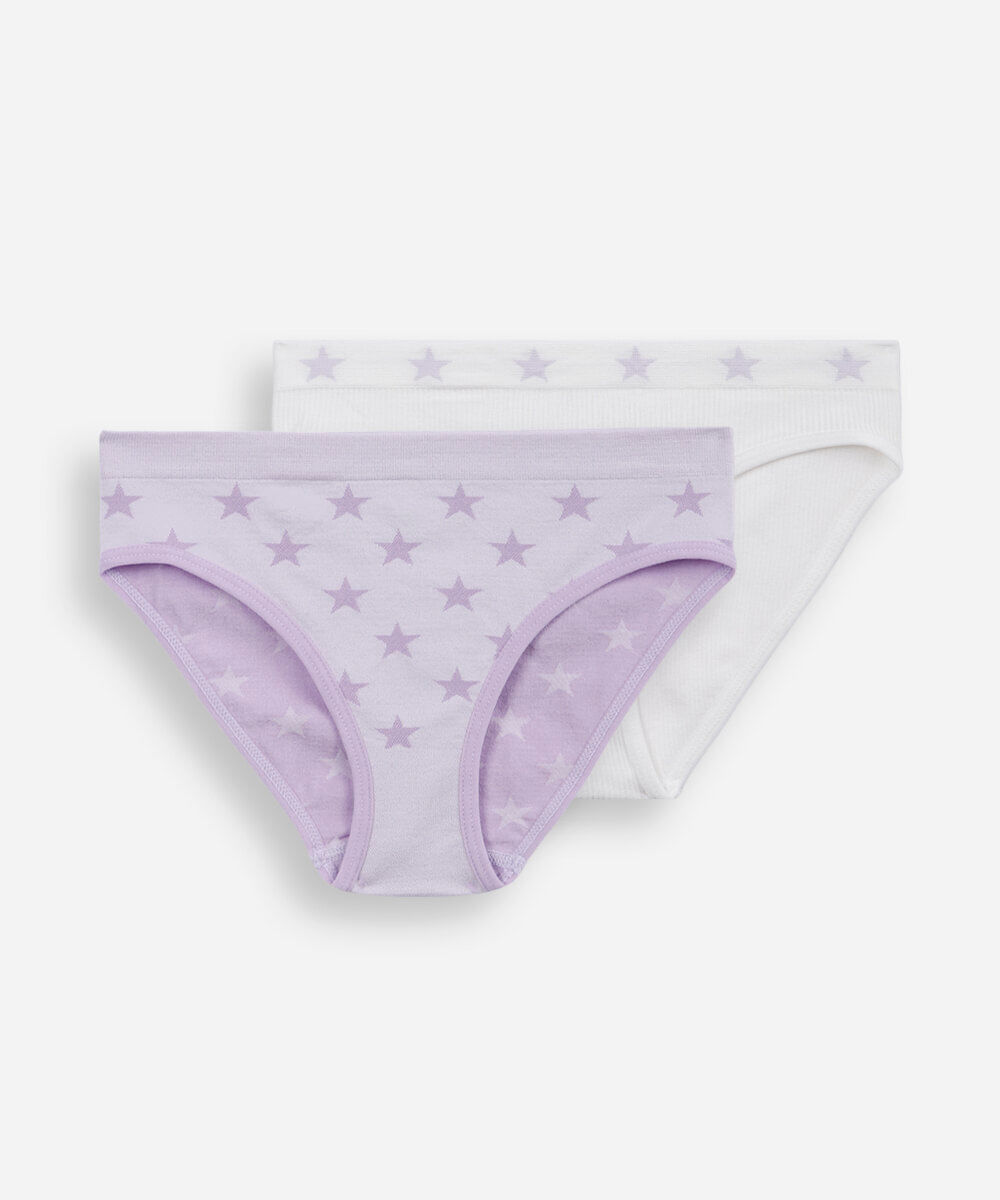 kit de 2 calcinhas biquíni infantil estrelas colorido