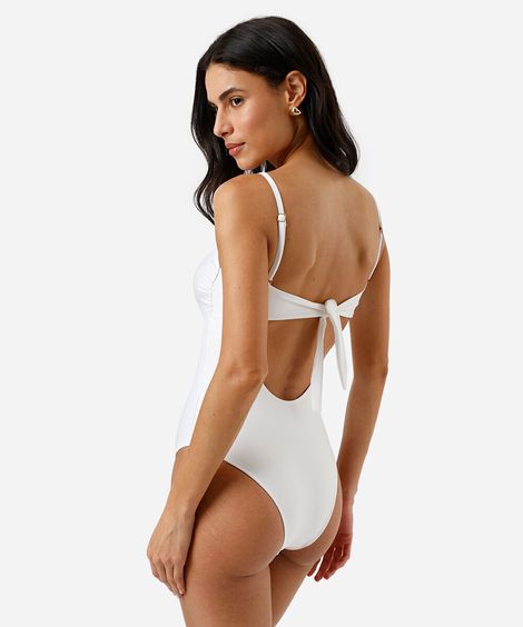 maiô feminino com franzido off white