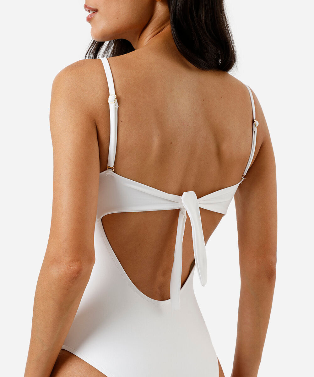 maiô feminino com franzido off white