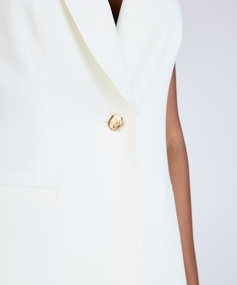 colete alongado feminino de alfaiataria decote v off white