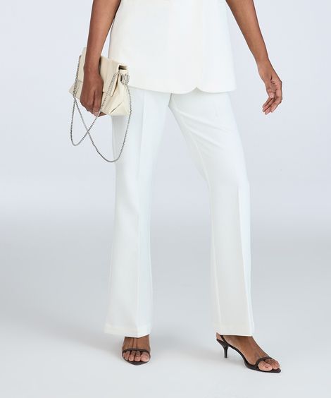 calça flare feminina de alfaiataria off white
