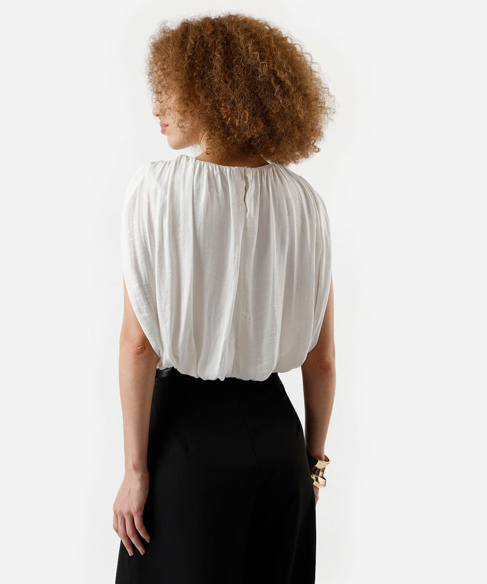 regata balonê feminina com franzidos off white