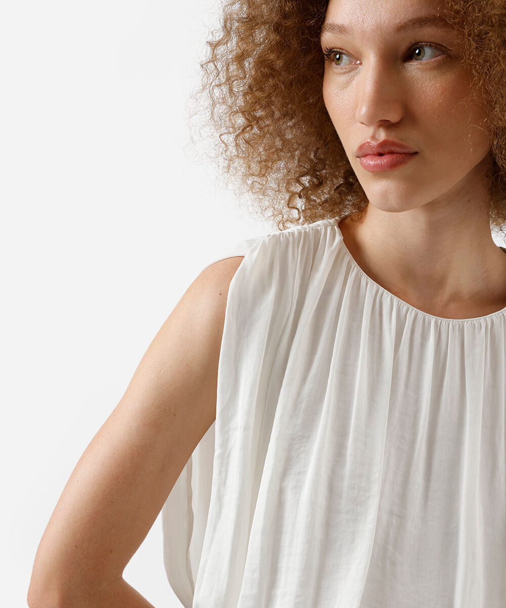 regata balonê feminina com franzidos off white