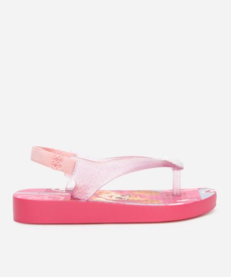 chinelo infantil ipanema com elástico patrulha canina rosa