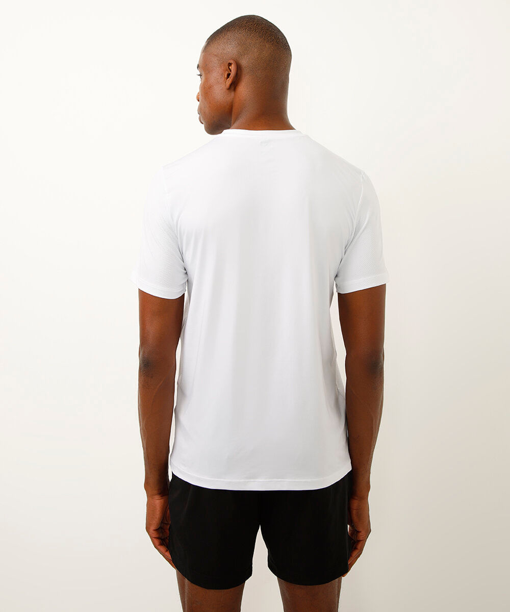 camiseta slim manga curta com recortes esportiva branca