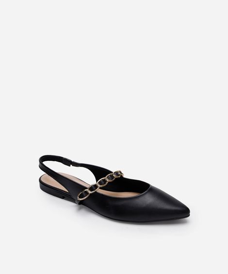 sapatilha bico fino com corrente oneself preta