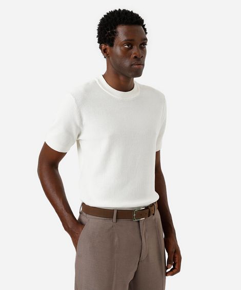 camiseta de tricot manga curta - off white