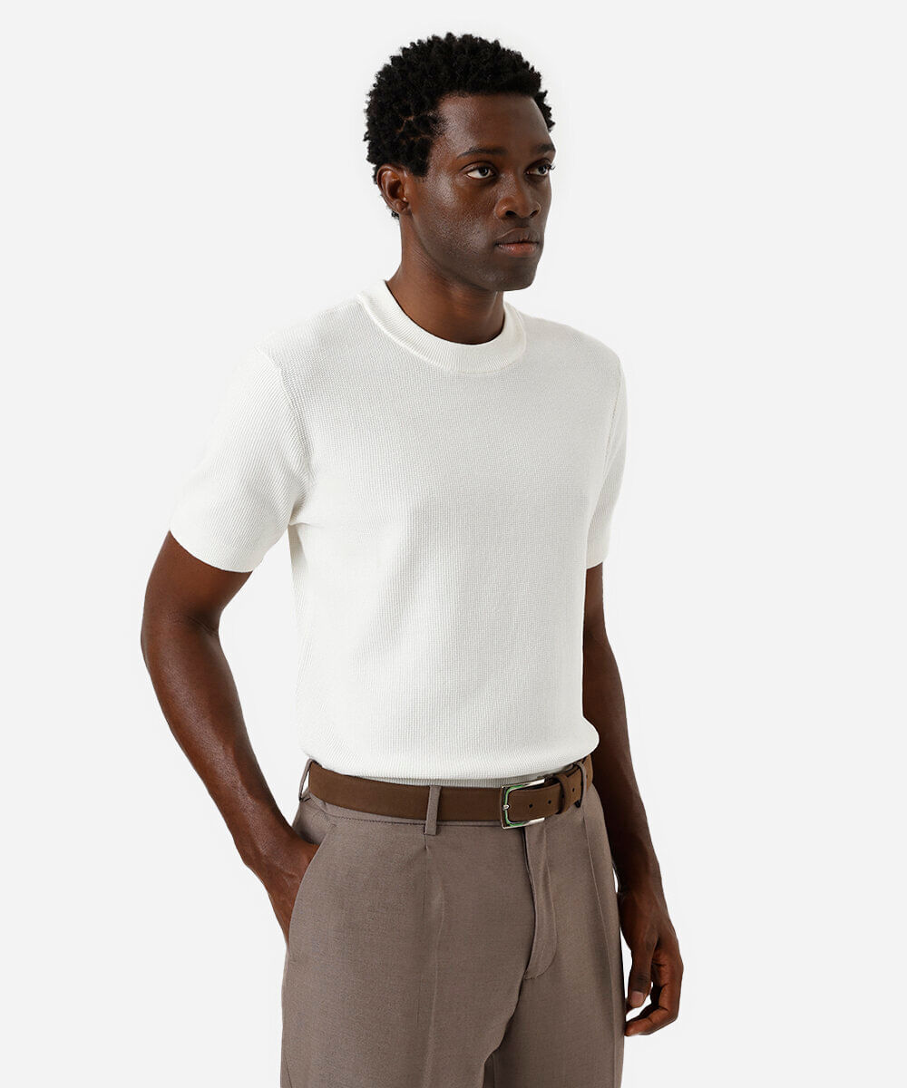 camiseta de tricot manga curta - off white