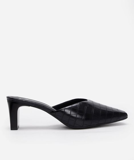 scarpin mule bico quadrado croco mindset preto