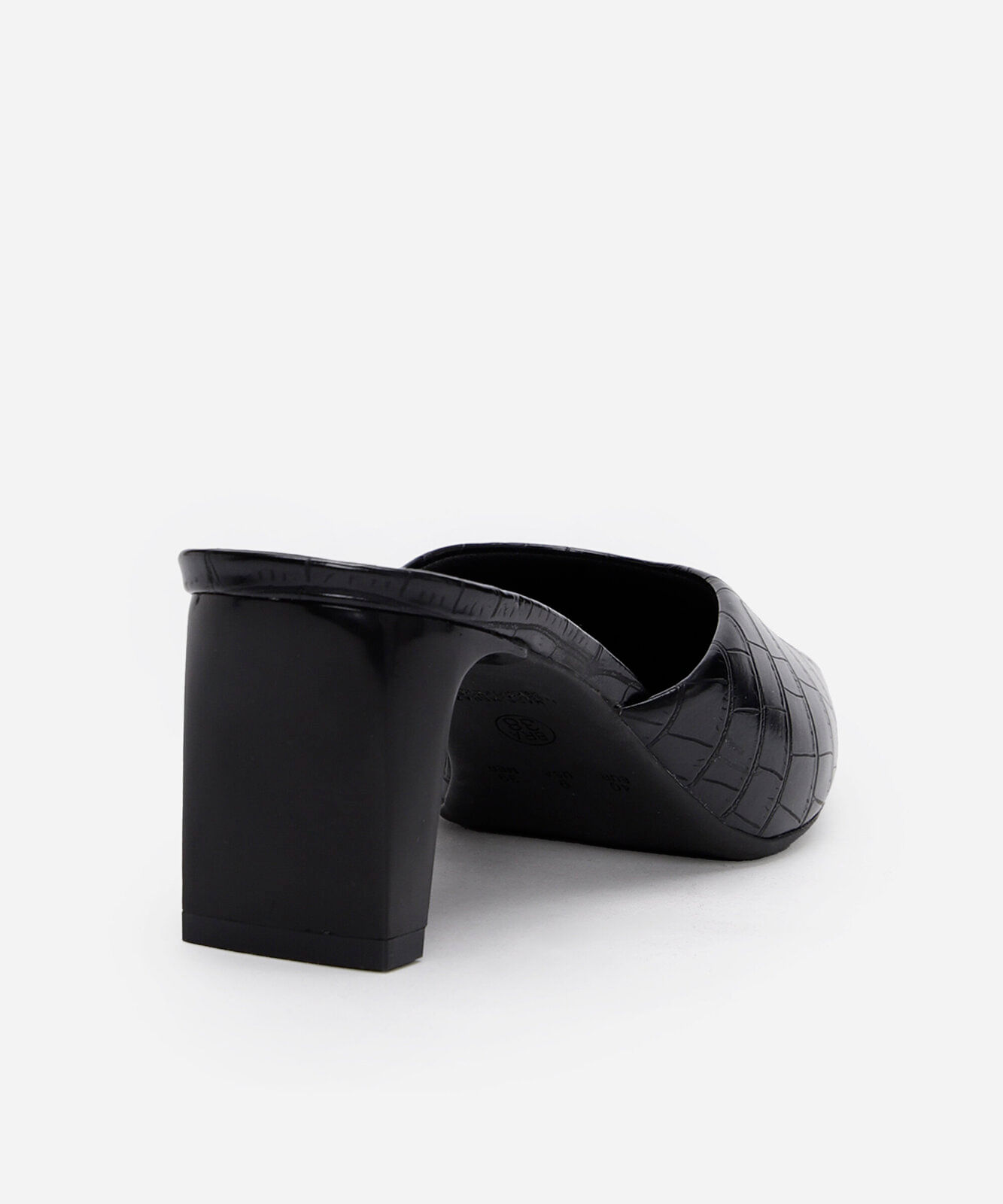 scarpin mule bico quadrado croco mindset preto