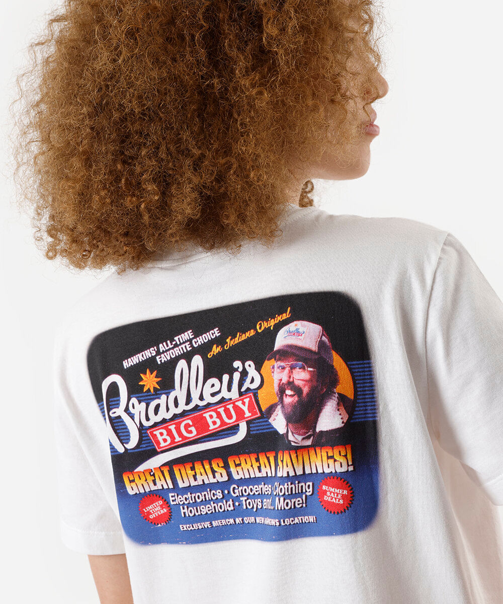 camiseta feminina de algodão stranger things off white