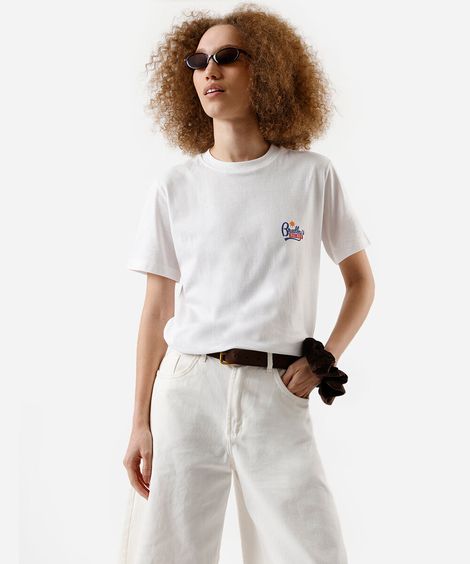 camiseta feminina de algodão stranger things off white