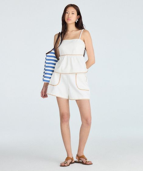 bata feminina de sarja com bordado off white