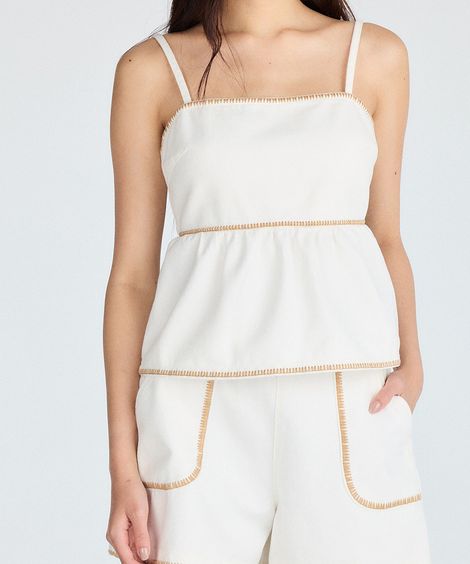 bata feminina de sarja com bordado off white