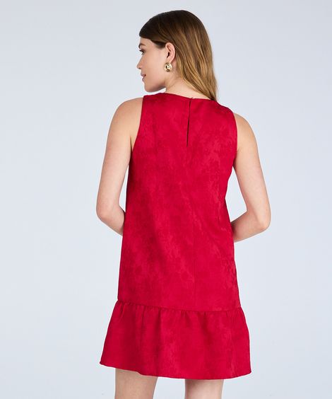 vestido curto feminino de jacquard com recorte texturizado vermelho