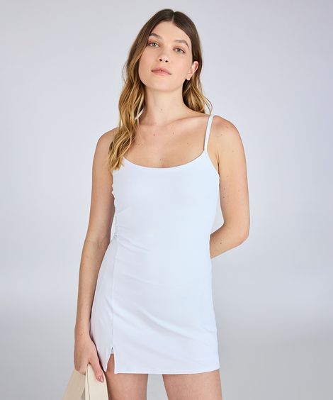 vestido curto feminino esportivo ace com fenda branco