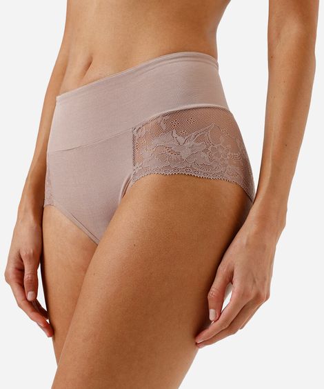 calcinha caleçon com renda demillus bege