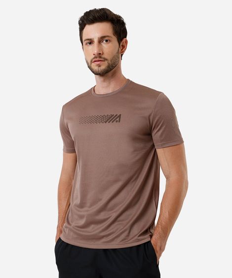 camiseta masculina esportiva manga curta marrom