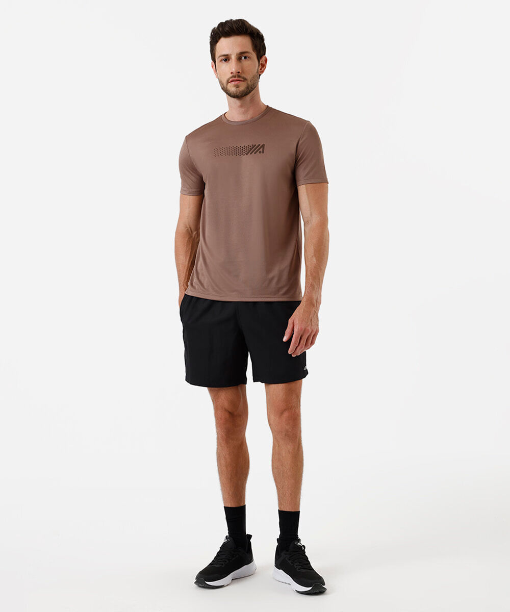 camiseta masculina esportiva manga curta marrom