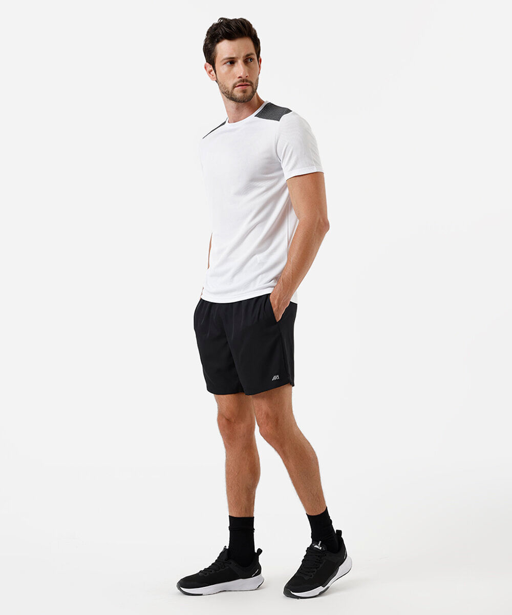 camiseta masculina esportiva manga curta com recorte branca